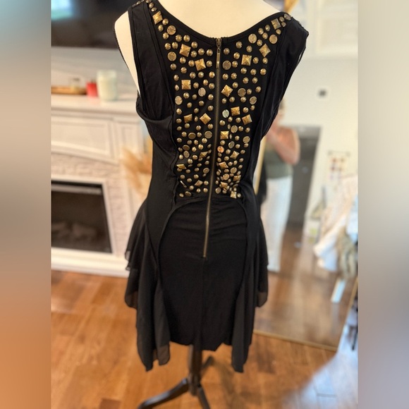 Vintage The Pyramid Collection Black and Gold Sleeveless Bodycon Cocktail Dress - Picture 1 of 10